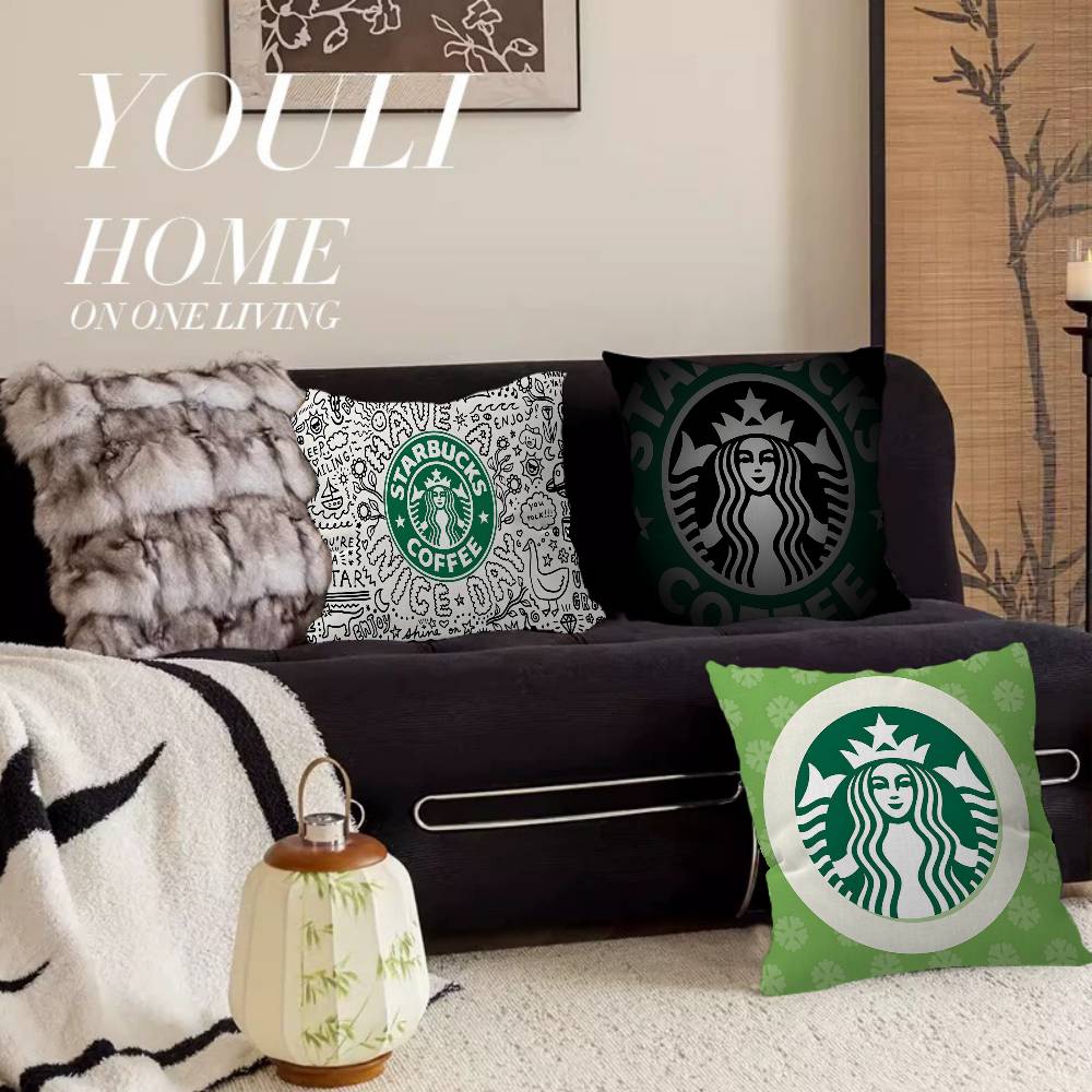 Home Textiles Logo - Havalı S-Starbucks LOGO Baskılı Minder Kılıfı