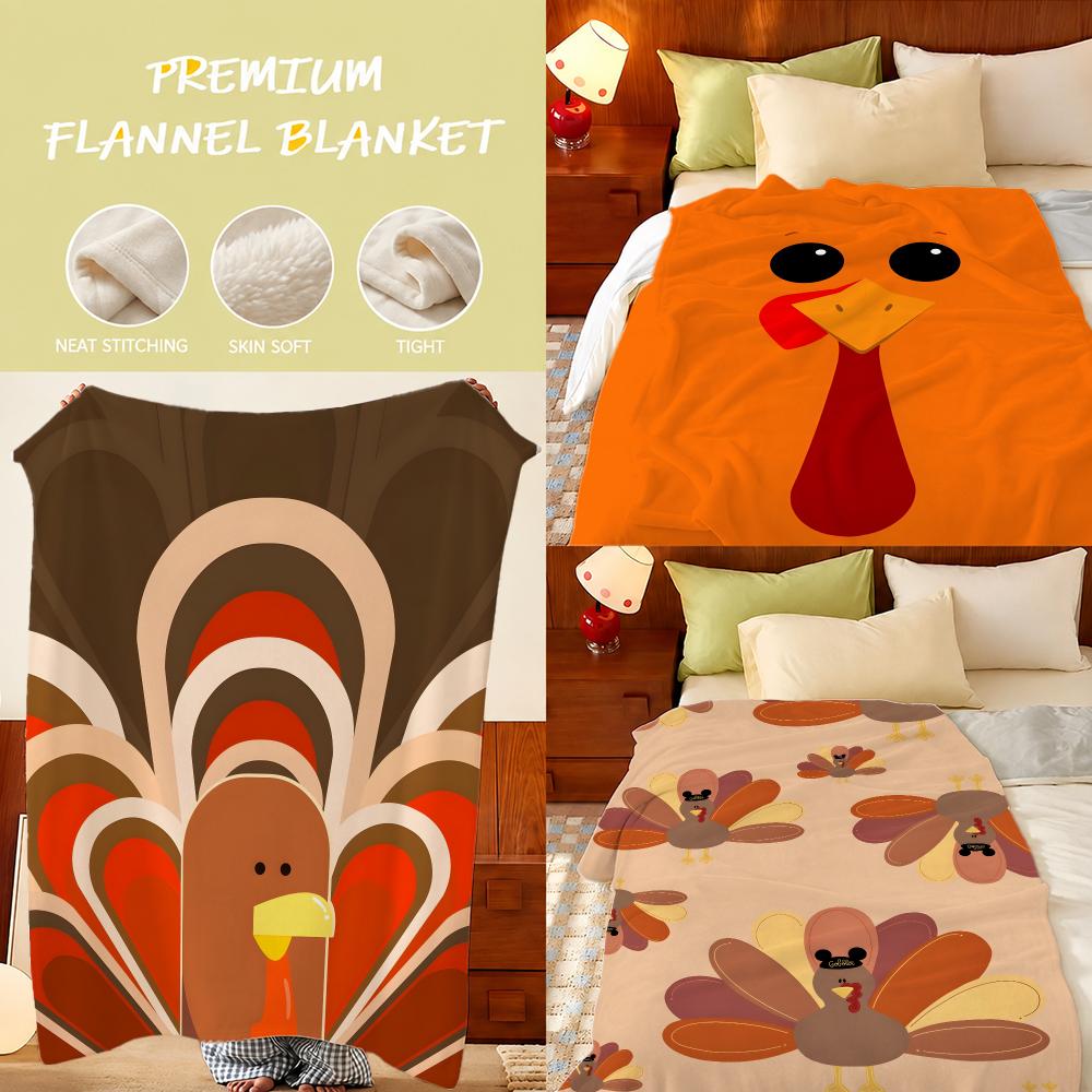 Home Textiles Turkey - Şükran Günü Temalı Peluş Flanel Battaniye,