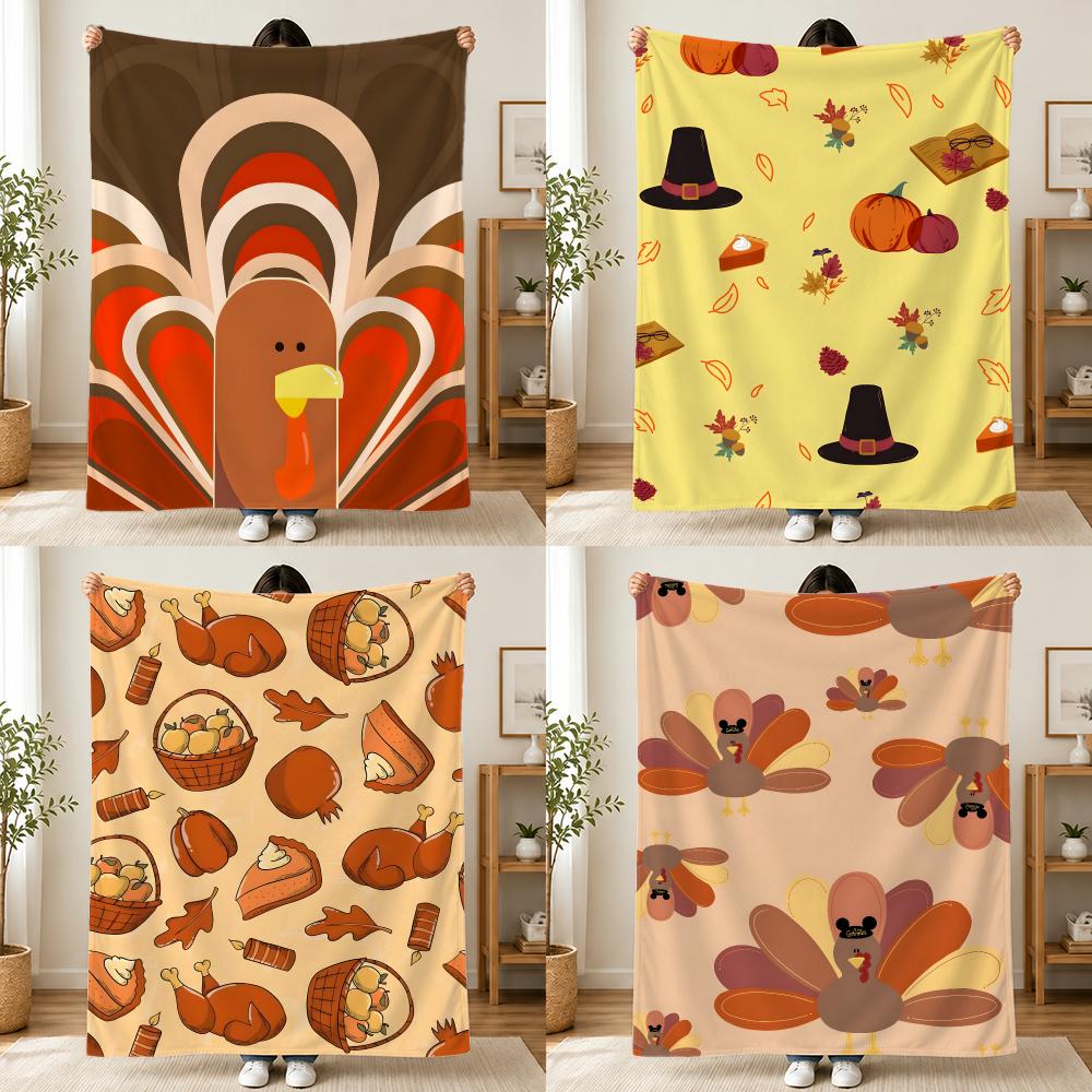 Home Textiles Turkey - Şükran Günü Temalı Peluş Flanel Battaniye,
