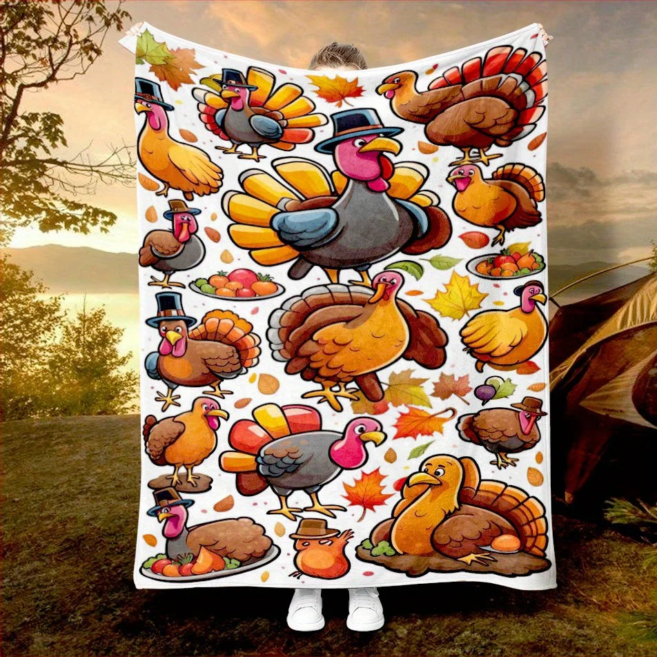 Home Textiles Turkey - Türkiye Şükran Günü Battaniyesi Sonbahar Temalı