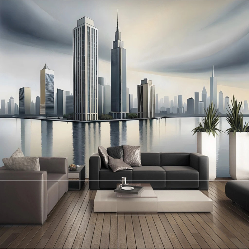 Home Textiles City - Özel 3D Duvar Resmi Geometrik Manzara