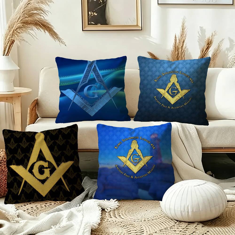 Home Textiles Logo - Masonik Logosu Baskılı Minder Kılıfı Polyester