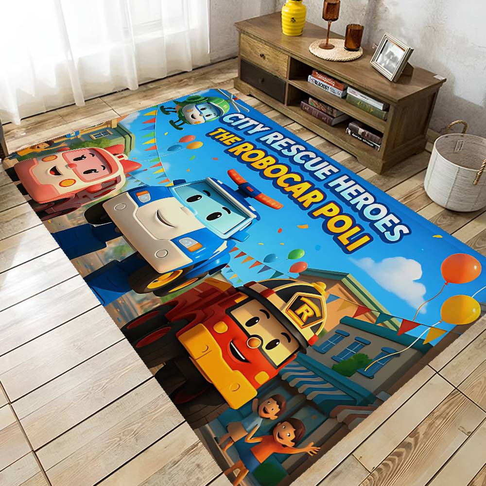 Home Textiles Logo - Robocar P-Polis logolu banyo paspası, İskandinav