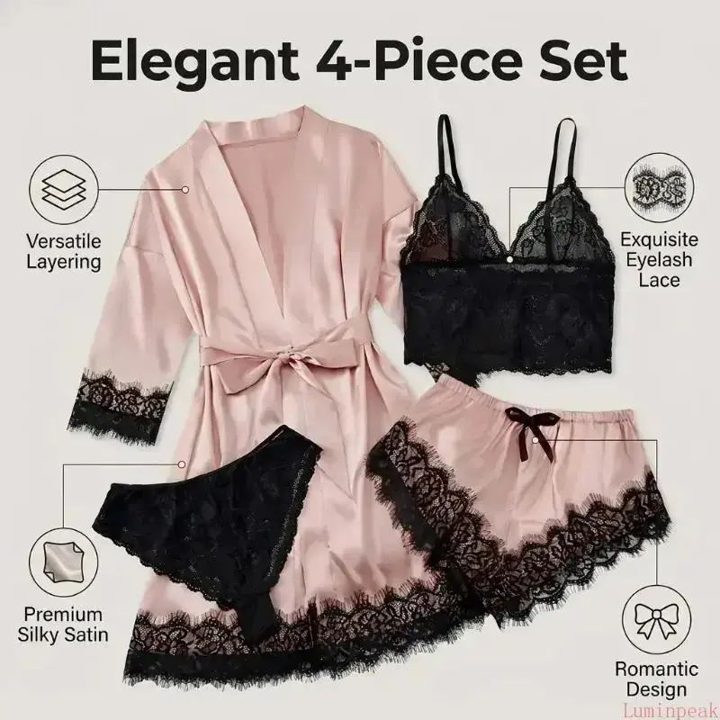 Kadınlar için 4 Parçalı Saten  - Textiles For Home incelemesi ve fiyatı