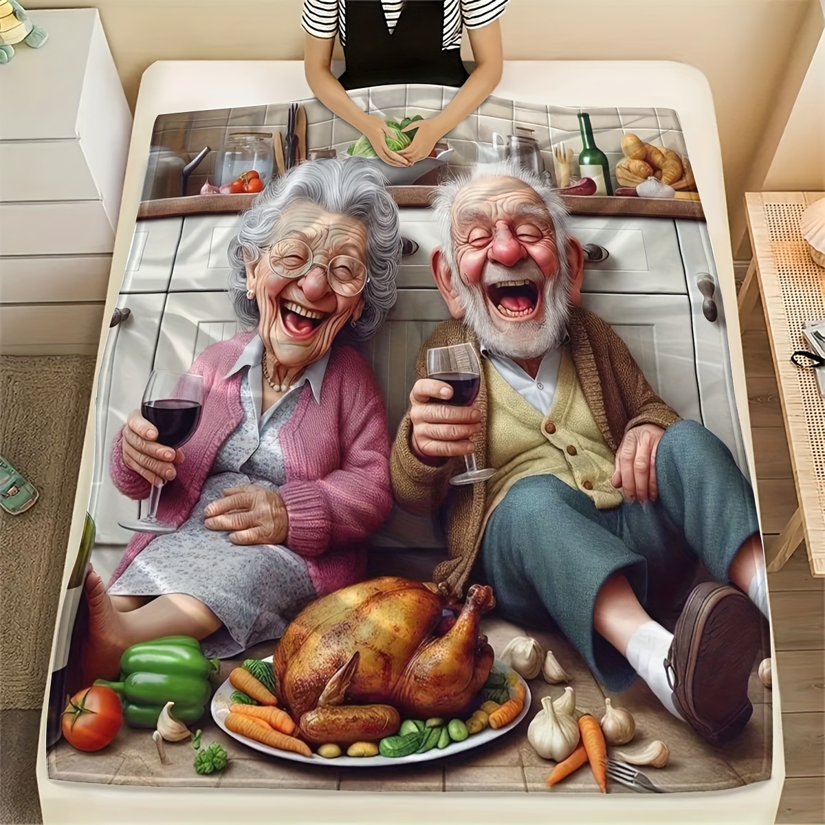 Komik Çizgi Film Yaşlı Çiftin  - Home Textiles Turkey incelemesi ve fiyatı