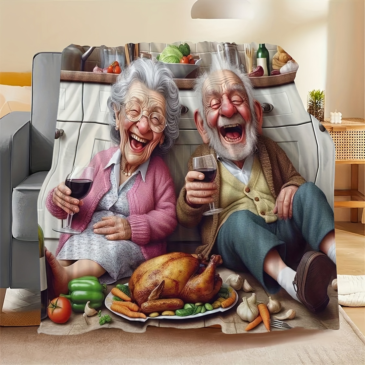 Komik Çizgi Film Yaşlı Çiftin  - Home Textiles Turkey incelemesi ve fiyatı